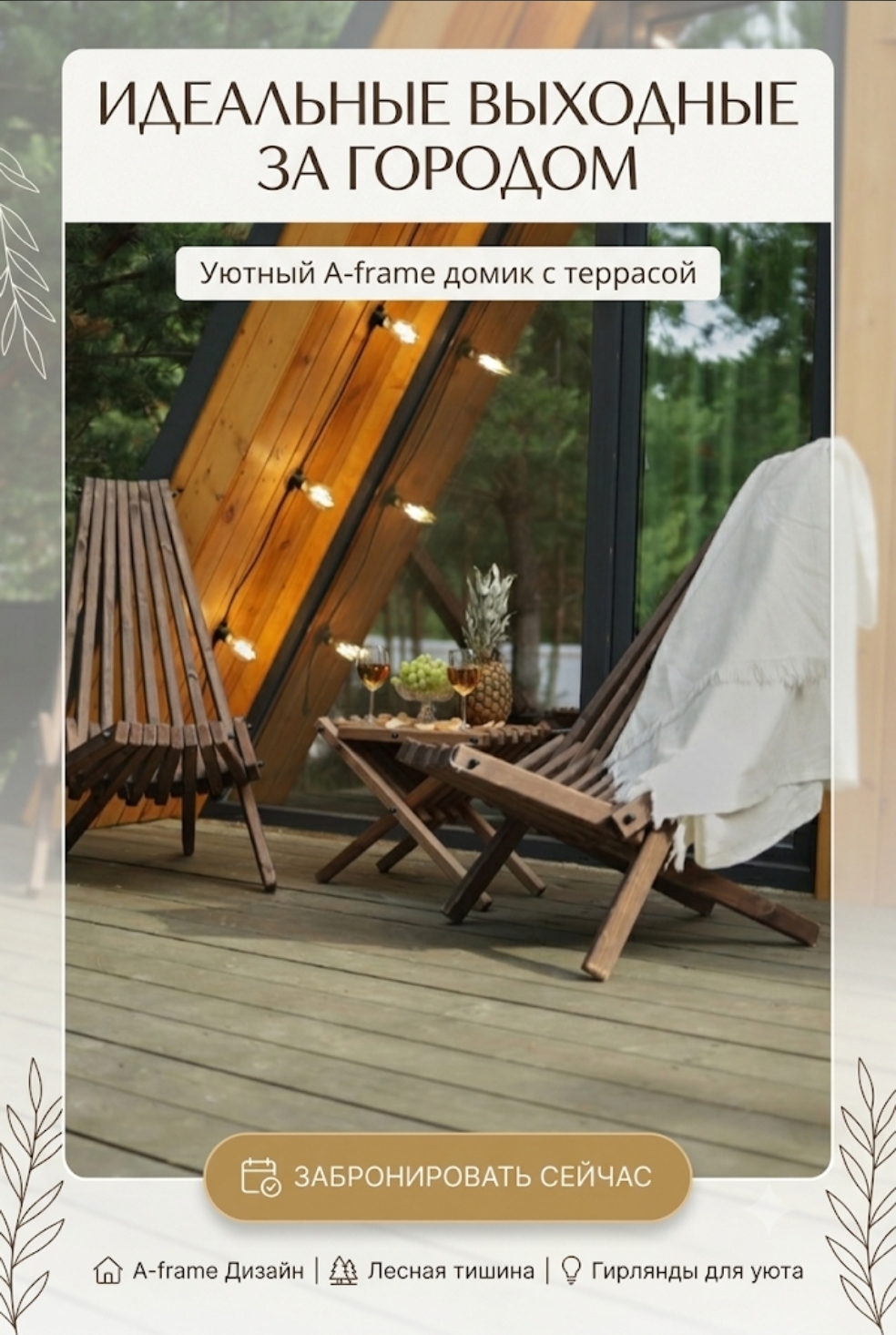 Уютный интерьер A-frame